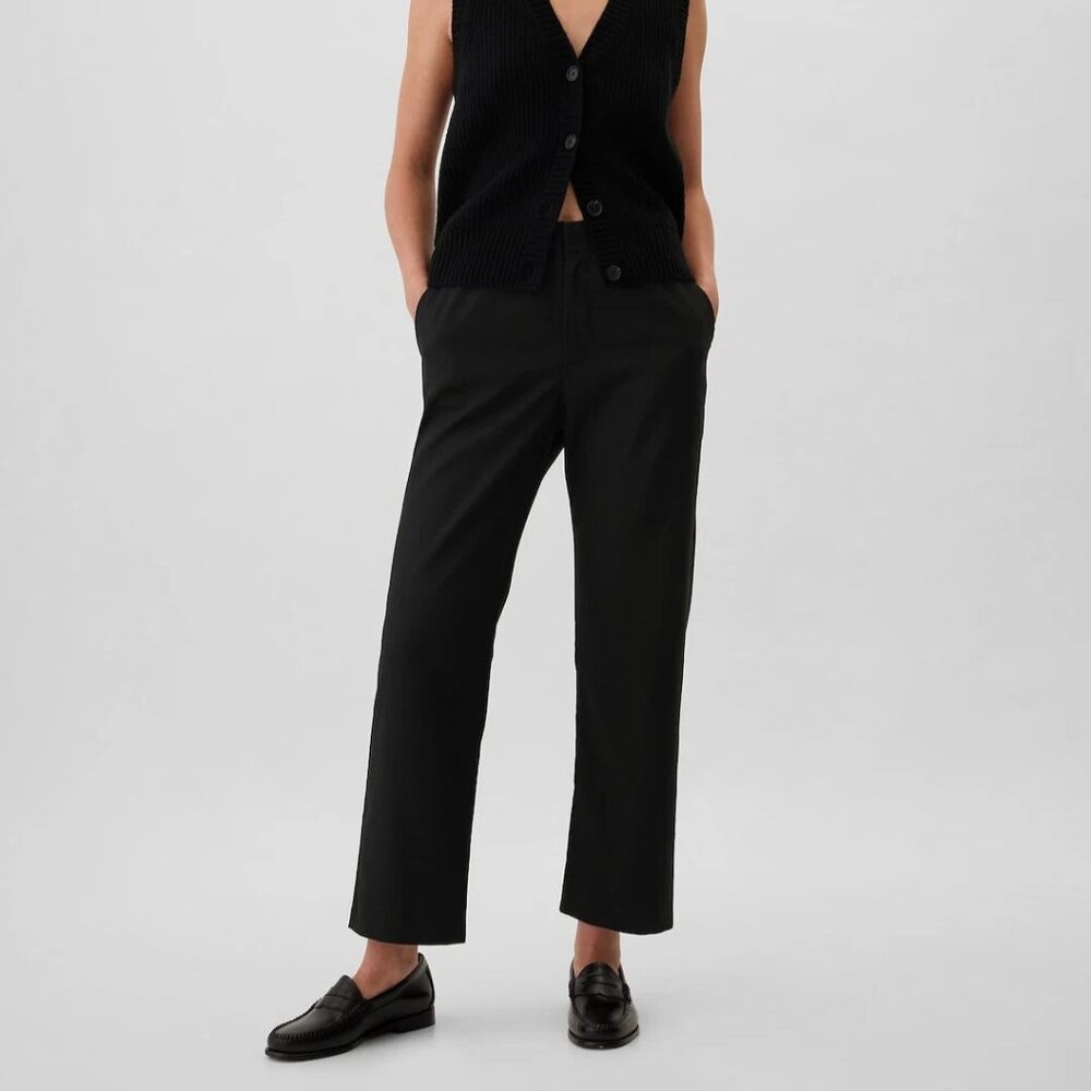 New Gap XL Black Recycled Mid Rise Easy Straight Leg Pants